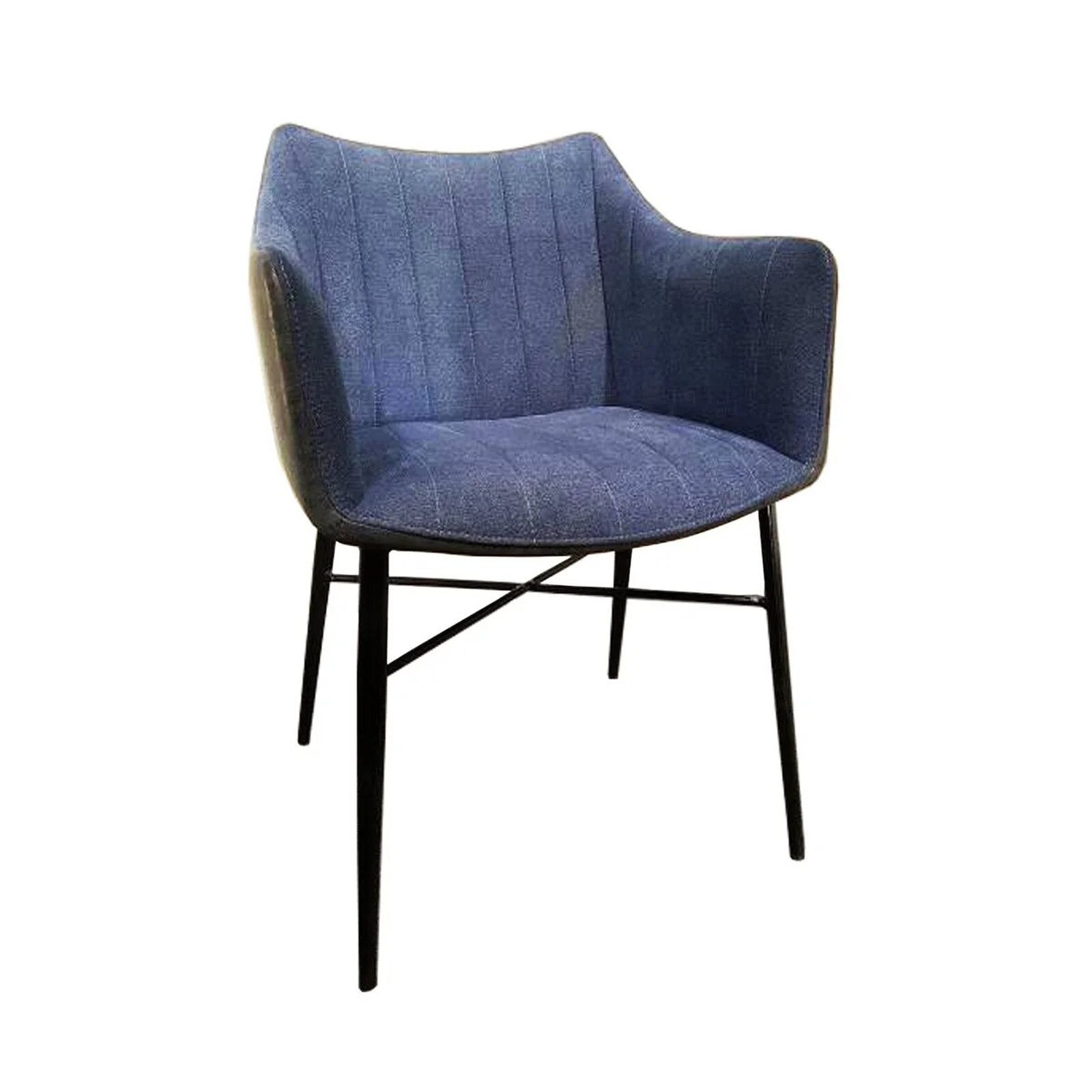 Bellini Modern Living 32" Willow Navy Blue Fabric Arm Dining Chair